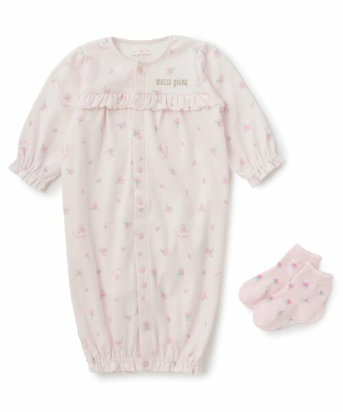 mezzo piano / メゾピアノ ロンパース | 【BOX付】リボン・バラ柄2wayオール＆ソックスセット | 詳細3