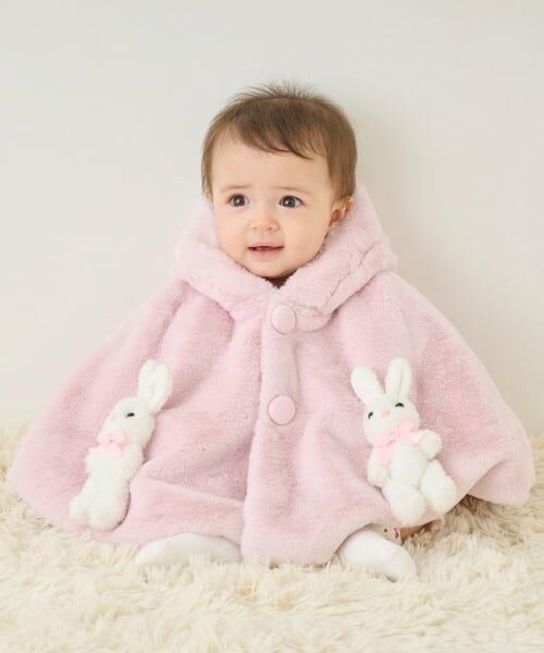 mezzo piano / メゾピアノ ベビー・キッズウエア | うさぎ　フェイクファーケープ（ピンク）