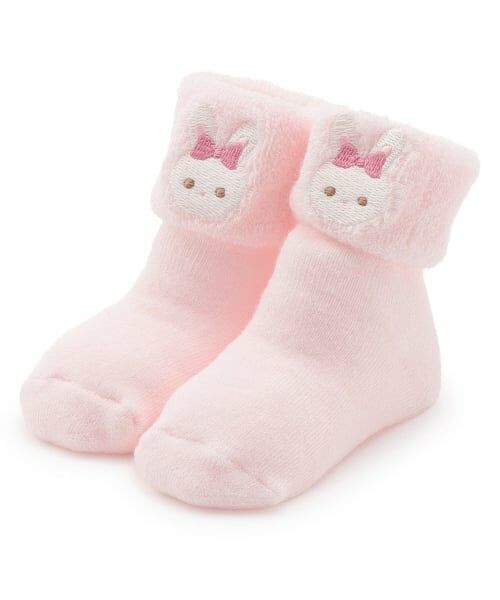 mezzo piano / メゾピアノ ベビー・キッズウエア | ウサギアップリケつき　折り返しソックス（ライト ピンク）