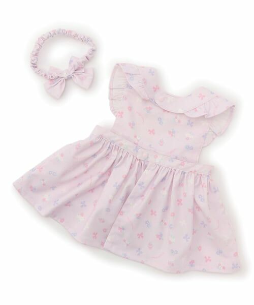 mezzo piano / メゾピアノ スタイ・ビブ | 【BOX付】フラワーリボン柄エプロン＆ヘアバンドセット | 詳細1