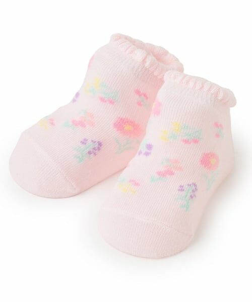 mezzo piano / メゾピアノ ソックス | フラワー柄　ソックス【日本製】（ライト ピンク）