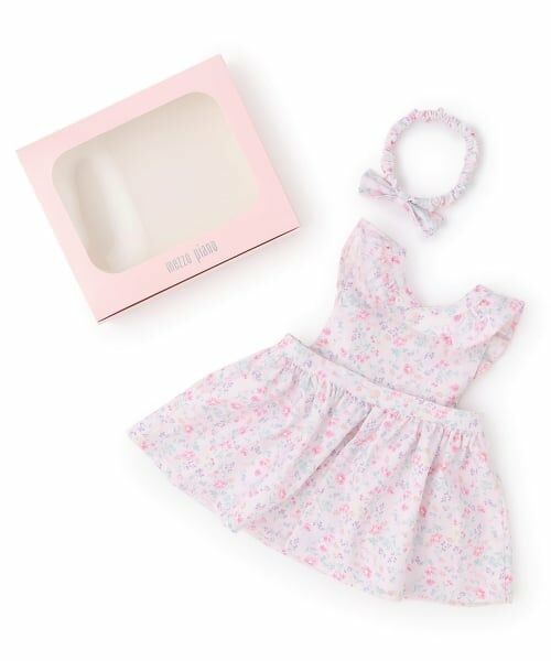 mezzo piano / メゾピアノ スタイ・ビブ | 【BOX付】フラワー柄エプロン＆ヘアバンドセット | 詳細1