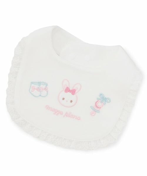 mezzo piano / メゾピアノ スタイ・ビブ | うさぎ刺繍　スタイ（オフ ホワイト）