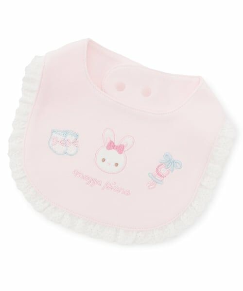 mezzo piano / メゾピアノ スタイ・ビブ | うさぎ刺繍　スタイ（ライト ピンク）