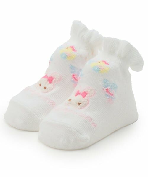 mezzo piano / メゾピアノ ベビー・キッズウエア | うさぎ柄　ソックス【日本製】（オフ ホワイト）