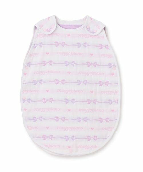 mezzo piano / メゾピアノ ベビー・キッズウエア | リボン柄　4重ガーゼ　スリーパー（オフ ホワイト）