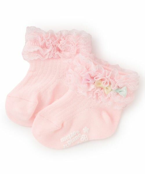 mezzo piano / メゾピアノ ベビー・キッズウエア | レースリボン　ソックス【日本製】（ライト ピンク）