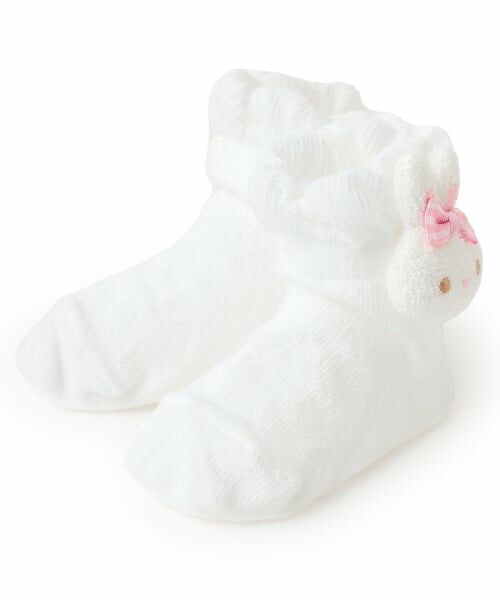 mezzo piano / メゾピアノ ベビー・キッズウエア | ウサギマスコットつき　ソックス【日本製】（オフ ホワイト）