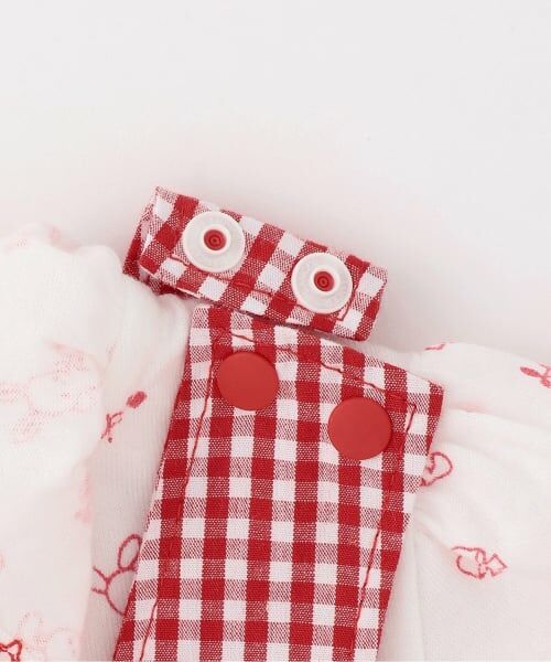 mezzo piano / メゾピアノ ベビー・キッズウエア | ウサギマスコットつきギンガムエプロン　ロンパース | 詳細4