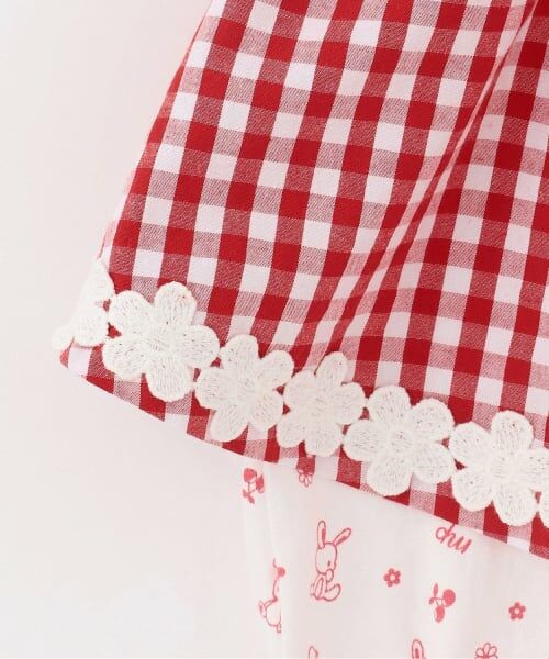 mezzo piano / メゾピアノ ベビー・キッズウエア | ウサギマスコットつきギンガムエプロン　ロンパース | 詳細5