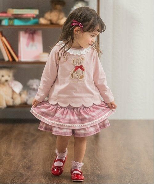 mezzo piano / メゾピアノ ショート・ハーフ・半端丈パンツ | ハートチェック　フリルキュロットスカート | 詳細1