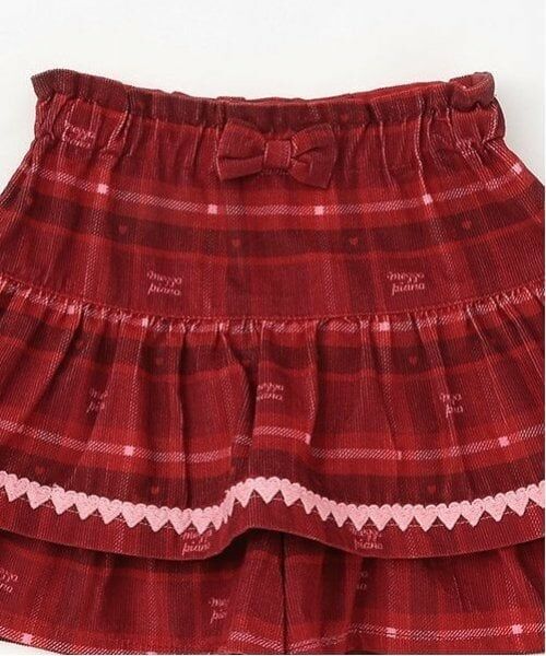 mezzo piano / メゾピアノ ショート・ハーフ・半端丈パンツ | ハートチェック　フリルキュロットスカート | 詳細4