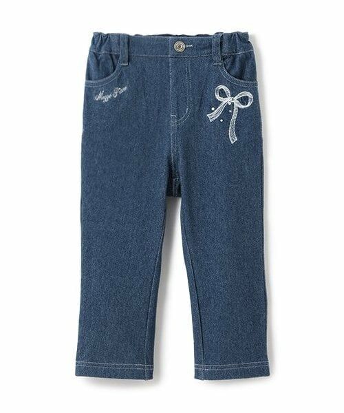 mezzo piano / メゾピアノ その他パンツ | リボン刺しゅう　カットデニム　レギパン（紺）