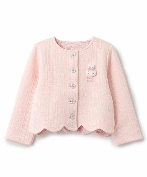mezzo piano / メゾピアノ カーディガン・ボレロ | ウサギマスコットつき　裾スカラップカーディガン（ライト ピンク）