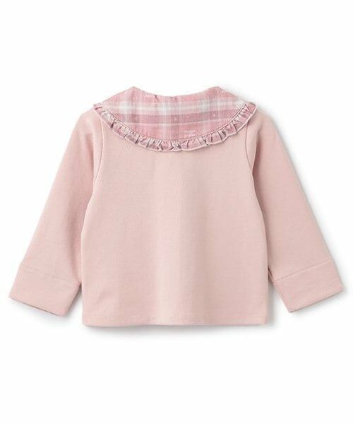 mezzo piano / メゾピアノ Tシャツ | チェック衿カーディガン風　長袖Tシャツ | 詳細1