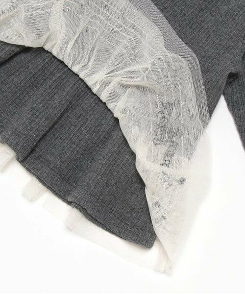 mezzo piano / メゾピアノ Tシャツ | 音符刺繍チュール裾フリル　長袖Tシャツ | 詳細5