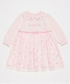 mezzo piano / メゾピアノ ミニ丈・ひざ丈ワンピース | ローズつぼみ柄　ドッキングワンピース