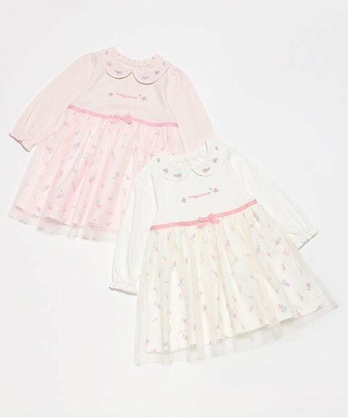 mezzo piano / メゾピアノ ミニ丈・ひざ丈ワンピース | ローズつぼみ柄　ドッキングワンピース | 詳細9