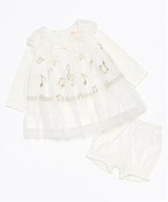 mezzo piano / メゾピアノ ミニ丈・ひざ丈ワンピース | 音符刺繍チュールワンピース＆ブルマ付