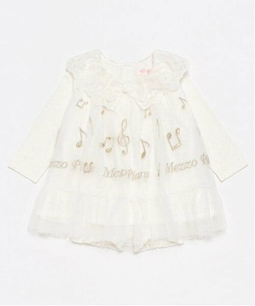 mezzo piano / メゾピアノ ミニ丈・ひざ丈ワンピース | 音符刺繍チュールワンピース＆ブルマ付 | 詳細2