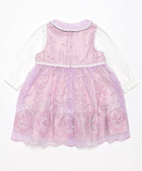 mezzo piano / メゾピアノ ミニ丈・ひざ丈ワンピース | バラ刺繍オーガンジーワンピース＆インナーセット | 詳細1