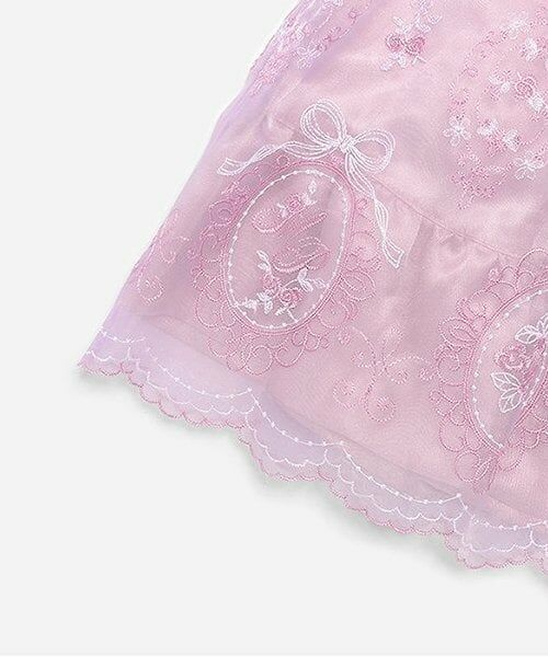 mezzo piano / メゾピアノ ミニ丈・ひざ丈ワンピース | バラ刺繍オーガンジーワンピース＆インナーセット | 詳細5