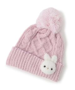 mezzo piano / メゾピアノ ニットキャップ | ボアウサギマスコットつき　マシュマロニット帽