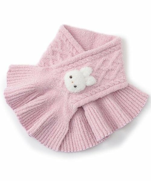 mezzo piano / メゾピアノ マフラー・ショール・スヌード・ストール | ボアウサギマスコットつき　マシュマロニットマフラー（ライト ピンク）