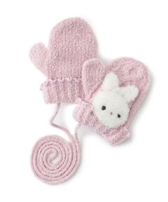 mezzo piano / メゾピアノ 手袋 | ボアウサギマスコットつき　マシュマロニット手袋