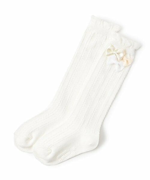 mezzo piano / メゾピアノ ソックス | リボンつき　ハイソックス（オフ ホワイト）