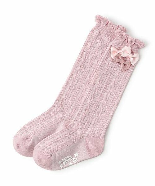 mezzo piano / メゾピアノ ソックス | リボンつき　ハイソックス（ライト ピンク）