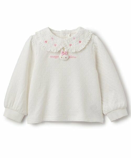 mezzo piano / メゾピアノ スウェット | ウサギマスコットつき衿つきトレーナー（オフ ホワイト）