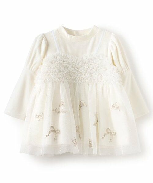 mezzo piano / メゾピアノ その他トップス | リボンティアラ刺しゅうチュール　チュニック（オフ ホワイト）