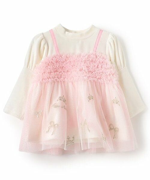 mezzo piano / メゾピアノ その他トップス | リボンティアラ刺しゅうチュール　チュニック（ライト ピンク）