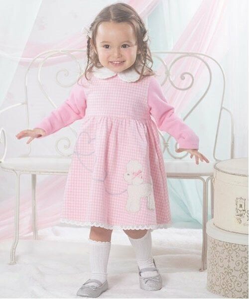 mezzo piano / メゾピアノ ミニ丈・ひざ丈ワンピース | プードル千鳥チュニックワンピース　＆ブルマセット（ピンク）