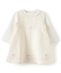 mezzo piano / メゾピアノ ミニ丈・ひざ丈ワンピース | エンジェルうさぎ　ロゴ刺しゅう　カットソーワンピース