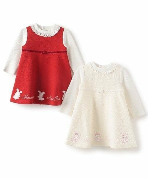 mezzo piano / メゾピアノ ミニ丈・ひざ丈ワンピース | エンジェルうさぎ　ロゴ刺しゅう　カットソーワンピース | 詳細8