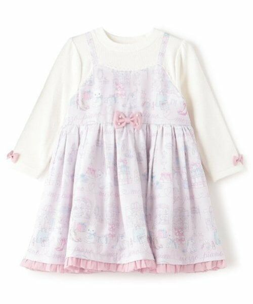 mezzo piano / メゾピアノ ミニ丈・ひざ丈ワンピース | ショッピング柄　ドッキングワンピース | 詳細11