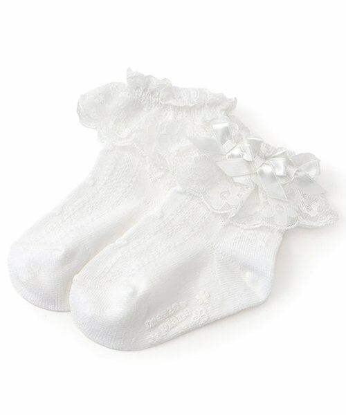 mezzo piano / メゾピアノ ソックス | 定番サテンリボンソックス（白）