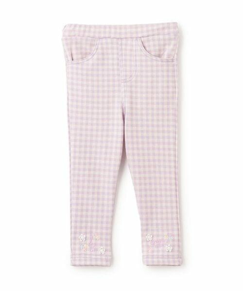 mezzo piano / メゾピアノ その他パンツ | ギンガムチェック　カットレギパン（ラベンダー）