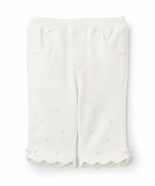 mezzo piano / メゾピアノ その他パンツ | 7分丈　裾スカラップ　カットソーパンツ（オフ ホワイト）