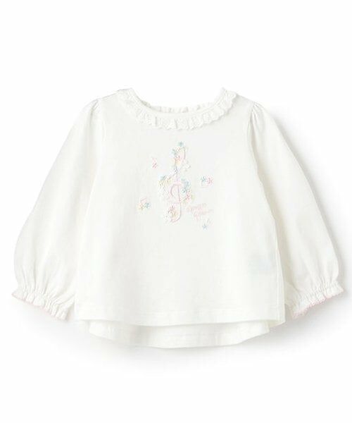 mezzo piano / メゾピアノ Tシャツ | フラワー音符　長袖Tシャツ（オフ ホワイト）