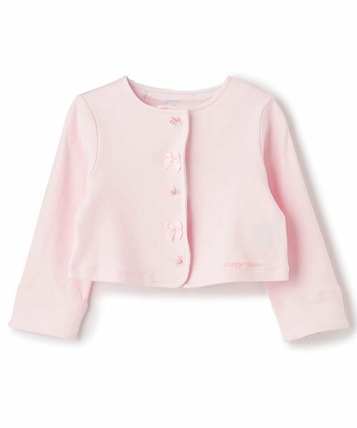 mezzo piano / メゾピアノ カーディガン・ボレロ | バラ刺繍　カットソーカーディガン（ライト ピンク）