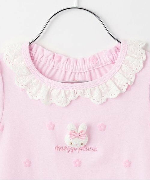 mezzo piano / メゾピアノ Tシャツ | ウサギマスコットつき お花柄 半袖Tシャツ | 詳細2