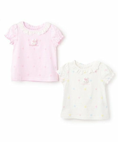 mezzo piano / メゾピアノ Tシャツ | ウサギマスコットつき お花柄 半袖Tシャツ | 詳細8