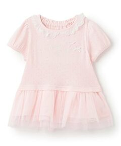 mezzo piano / メゾピアノ その他トップス | ロゴリボン　裾フリル　半袖チュニック