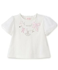 mezzo piano / メゾピアノ Tシャツ | バレエネックレス刺しゅう　Tシャツ