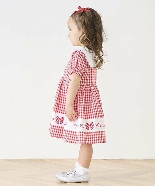 mezzo piano / メゾピアノ ミニ丈・ひざ丈ワンピース | 裾ロゴ　ギンガムチェック　ワンピース | 詳細10