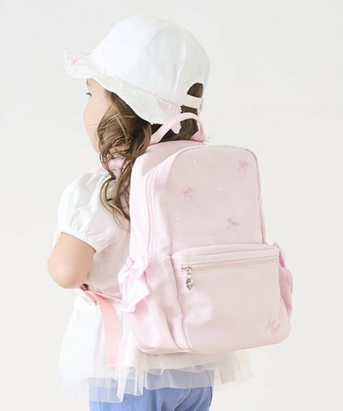 mezzo piano / メゾピアノ リュック・バックパック | (容量約8.5L)リボン刺しゅうリュック（ライト ピンク）