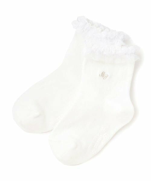 mezzo piano / メゾピアノ ソックス | フリル　ロゴ刺繍ソックス（白）
